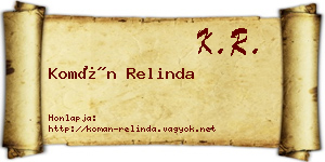 Komán Relinda névjegykártya